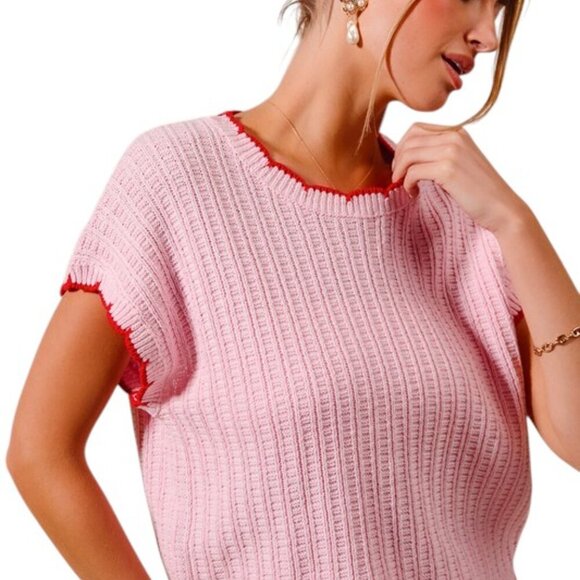Pink Ribbed Sweater Top - Picture 7 of 10